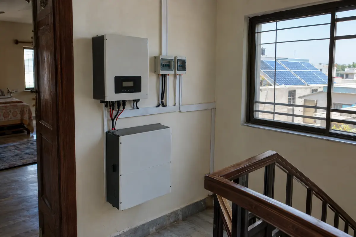 Home solar inverter and battery setup in a Pakistani house